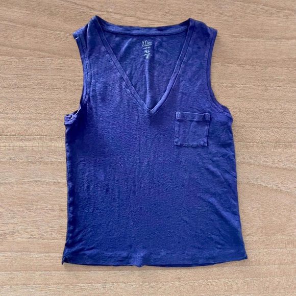 J. Crew Tops - J. Crew Purple Sleeveless v-neck Tank Top - 100% linen